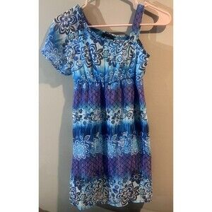 bcx Girl dress Blue Floral Half Sleeve Size 10 Flowers